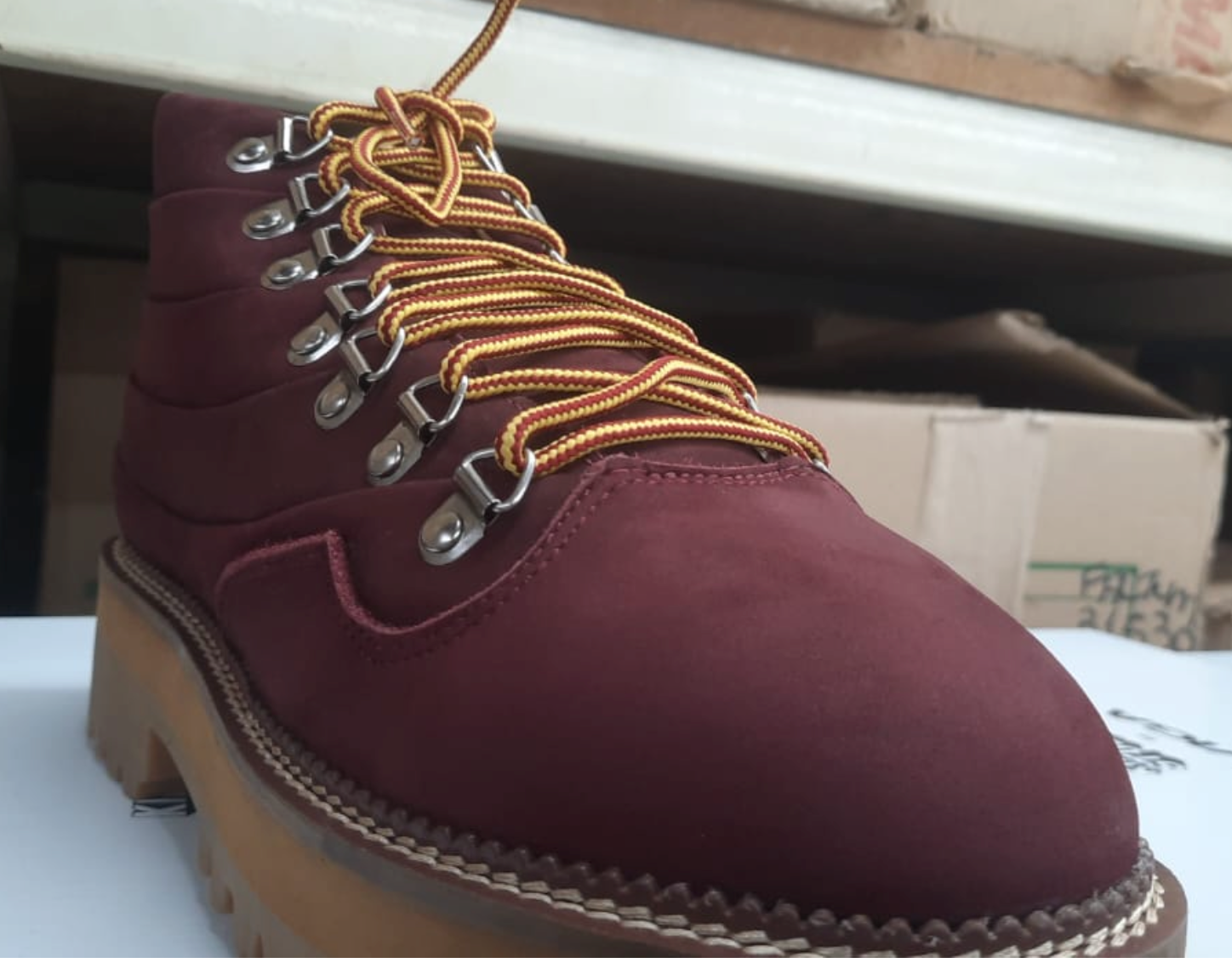 layered boot-burgundy